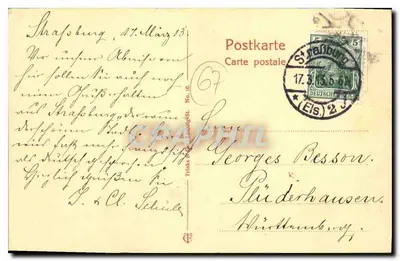 Strasburg (Alsacja) — Najstarszy dom, dom Kammerzell — Trifke & Cie, nr 67 — Rewers