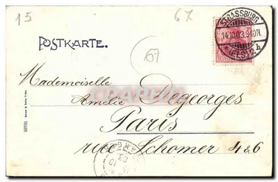 Strassburg i. Els. — O Bauernhaus na Orangerie (Elässerhaus) — editor não visível — Verso