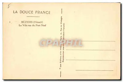 Béziers — Vista del Pont Neuf — Les Éditions d'Art YVCIA, Parigi — Verso