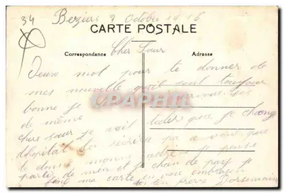 Béziers — Panorama tirado da Madeleine — Edição M. Pons, Béziers — Verso