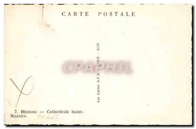 Béziers — Catedral de São Nazário — Les Cartes A.P.A. - ALBI — Verso
