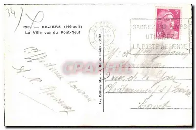 Beziers — Widok miasta Mostu Nowego — Wydawnictwo Mar de Cimiez — Rewers