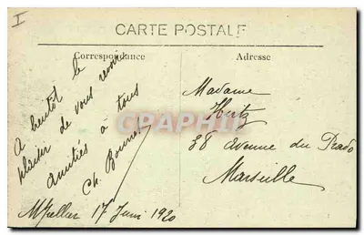 Montpellier — O Hotel das Correios e a Prefeitura — Fototipia A.B.C.D. Montpellier — Verso