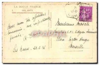 Les Baux — Wschodnia część ruiny zamku — Wydawnictwo Sztuki Yvon, Paryż — Rewers