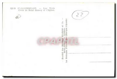 P lougrescant — As Três Cruzes de Saint-Gonery e a Igreja — Sociedade das Edições Waron, Saint-Brieuc — Verso