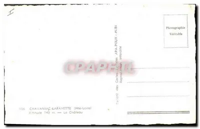 Chavaniac-Lafayette — Zamek — Towarzystwo Karcianek Pocztowych APA-POUX — Rewers