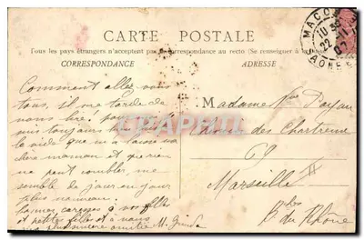 Cluny — Rue de la Poste — B. F. Chalon-saône — Verso