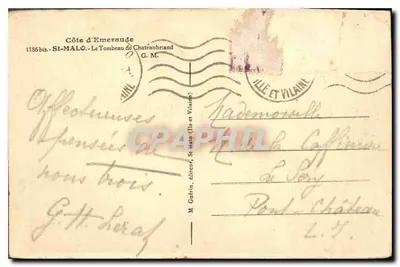 Côte d'Emeraude — O Túmulo de Châteaubriand — editor G. M. (n° 1186 bis) — Verso