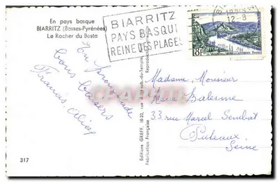 O Rocher do Bastia — Biarritz (Basses-Pyrénées) — Edições Greff — Verso