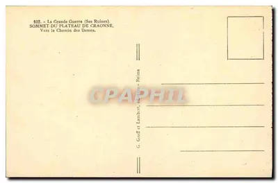 SOMMET DU PLATEAU DE CRAONNE — Para o Caminho dos Véus — G. Graff e Lambert, Reims — Verso
