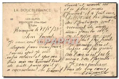 BRIANÇON (Hautes-Alpes) — A Igreja — Edições d'Art Paris, 15, Rue Maréchal — Verso