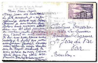 Ponte de Balme — Entorno do Lago de Bourget — Editor: G. Rossat — Verso