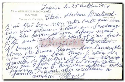 Abbaye de Sablonceaux — Clocher du XIIe siècle — Wydawnictwo STABY nr 35 — Rewers
