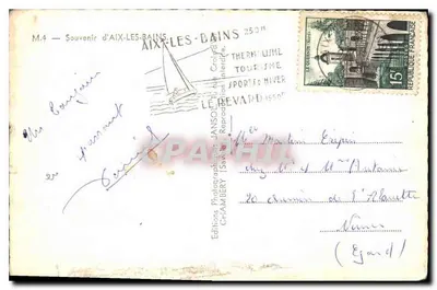 Aix-les-Bains — Recordações — Jansol, n° M.4 — Verso