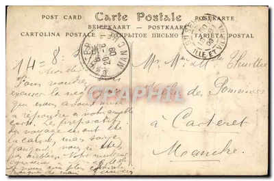 Stara pocztówka Saint Pol de Leon Katedra Cmentarza i Ossuarium — Rewers