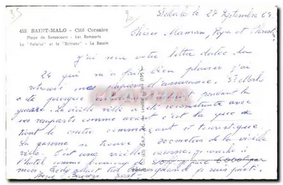 Saint-Malo — Châteaubriand — vista della spiaggia, del porto e dei muri di cinta — editore Graphia — Verso