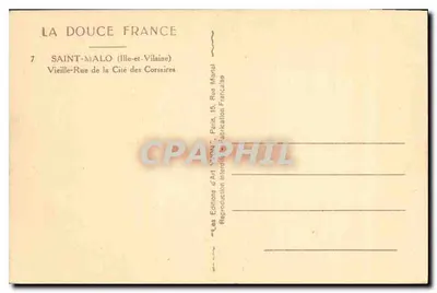 Saint-Malo — Velha-Rua da Cidade dos Corsários — Les Éditions d'Art 'Vieille France' — Verso