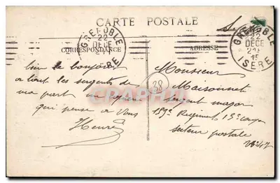 Grenoble — O Hotel das Correios e Telégrafos — A.V. coll. L.P. Grenoble, n°153 — Verso