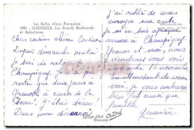 Grenoble — Wielkie Bulwary i Belledonne — Wydawnictwo Art Grenoble, nr 1081 — Rewers