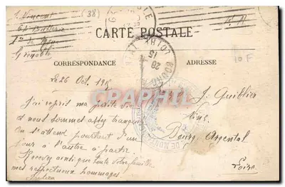 Grenoble — Plac Victor-Hugo i ła łańcuch Alp — E.R. — Rewers