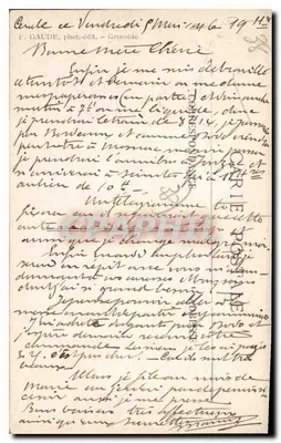Grenoble — L'Île-Verte, o Isère e as Alpes — Editor E. Gaudé — Verso