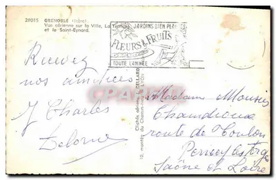 Grenoble (Isère) — Widok z lotu ptaka na miasto, La Tronche i Saint-Eynard — Fotografie z Chemin-Neuf, Lyon — Rewers