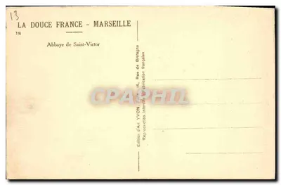 Abbaye de Saint-Victor — Marseille — Édition d'An YVON, Paris — Verso