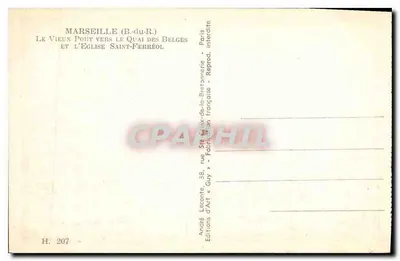 Marseille (B.-du-R.) — Starzy Port w kierunku Quai des Belges i Kościoła Świętego Ferréola — André Leconte, Paryż — Rewers