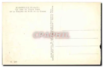Marseille (B.du-R.) — Um canto do Velho Port e a Colina de N.-D. da Garde — Edições d'Art GUY — Verso