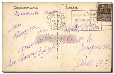 Marseille — Molo Désirade — Wyjazd poczty z Chin — LL — Rewers