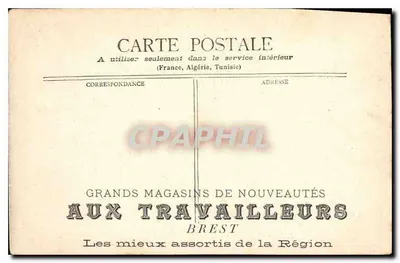 Marseille — kerk van de Reformaten — Grands Magasins de Nouveautés aux Travailleurs Brest — Achterkant