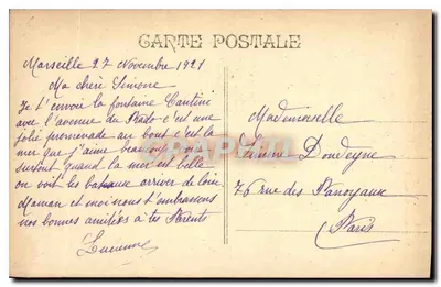 Marsiglia — Fontana Cantini — Editore sconosciuto, numero di serie non visibile — Verso