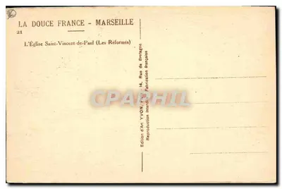 Igreja de São Vicente de Paulo — Marseille — Edição de Arte YVON — Verso