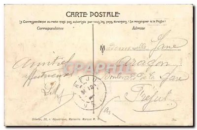 Marseille — Korespondencja — wydawca Ollivier, 28, ul. République — Rewers