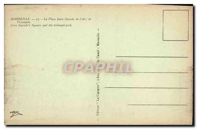 Place Jules Guesde i Arc de Triomphe — Marsylia — Wydawnictwo "La Cigogne", nr 77 — Rewers