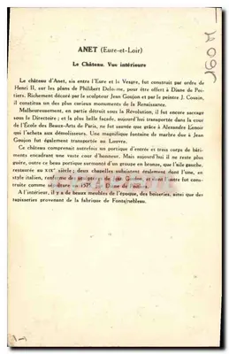 Anet (Eure-et-Loir) — O Castelo (Vista interna) — Coleção da Solution Pautauberger, 3ª Série — Verso
