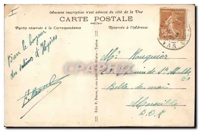 Bilhete postal antigo Environs de Toulon Tamaris Vista geral — Verso