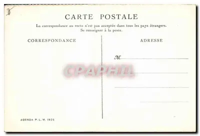 Praia de Carqueiranne — vista costeira com pinheiros — Agenda P.L.M. 1925 — Verso