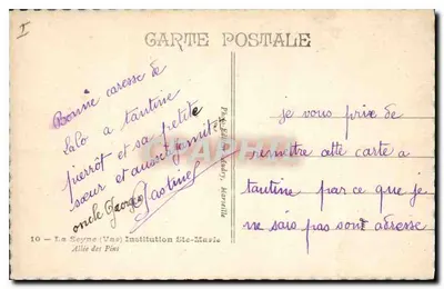 Avenida dos Pins — La Seyne (Var) — Editor: Photo-Edition Audry, Marselha — N° 10 — Verso