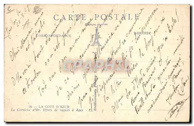 A Corniche d'Or. Efeitos de ondas em Agay — Estabelecimentos Frédéric Lemaître — Verso