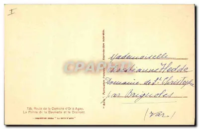 A Ponta da Baumette e o Dramont — Estrada da Corniche d'Or para Agay — edição Rella — Verso