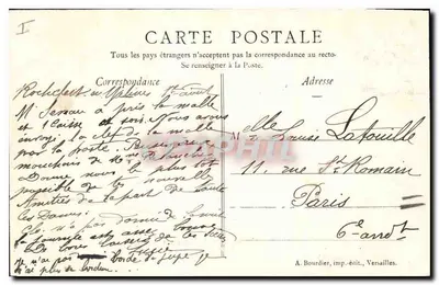 O Castelo de RAMBOUILLET e o Grande Canal — 26. — A. Bourdier, imp.-edit., Versailles — Verso