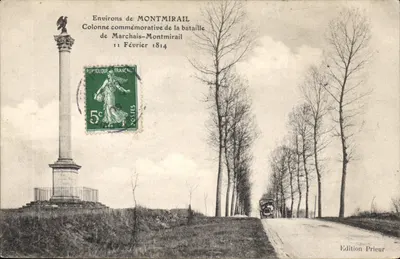 Vista de Montmirail — Coluna comemorativa da batalha de Marchais-Montmirail — Edição Prieur