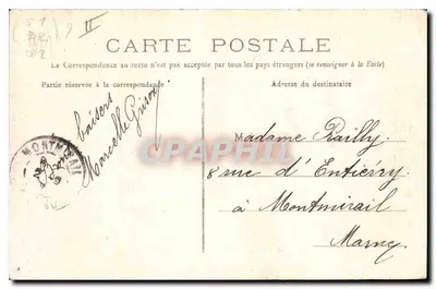 Vista de Montmirail — Coluna comemorativa da batalha de Marchais-Montmirail — Edição Prieur — Verso