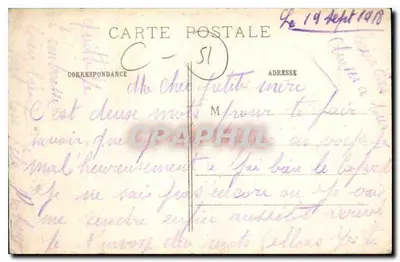 LÉPINE (Marne) — La rue principale après le bombardement — J. Courcier, 8 rue Simon-le-Franc, Paris — Verso