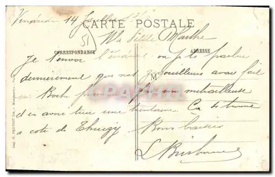 Dziewicza wieża kościoła w Prunay (Marne) — po bombardowaniu — Wizyta Paris 1 bis — Rewers