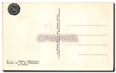 Abadia de Hautvillers — O Claustro — A. Breger, Cachan — Verso