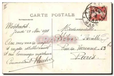 Bilhete postal antigo Montmort Le Château Vista sobre o Parc — Verso