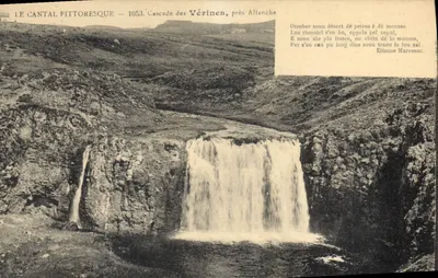 Cascades dos Vérines, perto de Allanche — O Cantal pitoresco — 1053 — Editor: Étienne Marcenac
