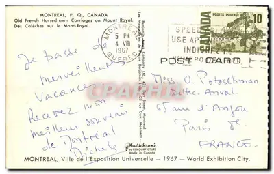 Montreal, P.Q., Kanada — Starsze francuskie woziki konne na Mount Royal — Les Messageries de Presse Bengtson Ltd. — Rewers